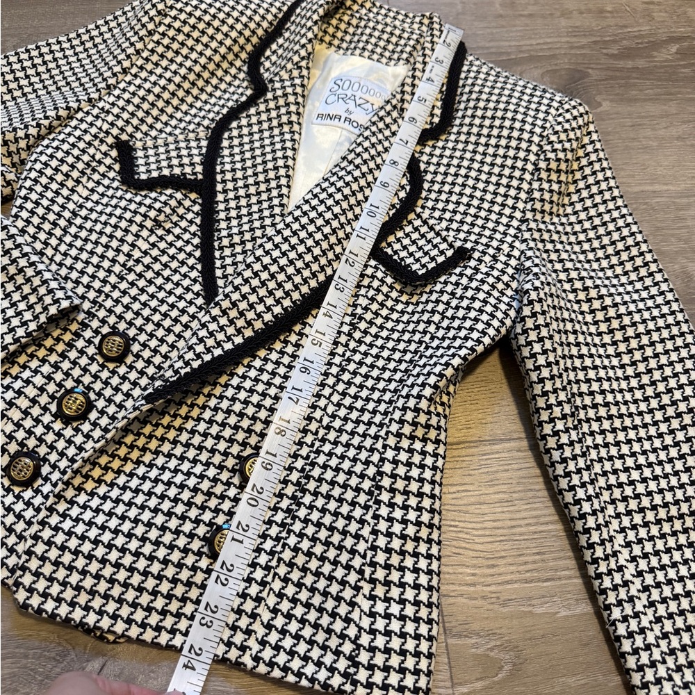 So Crazy by Rina Rossi Women's Black and White Houndstooth Blazer- Size 4 - Picture 10 of 14